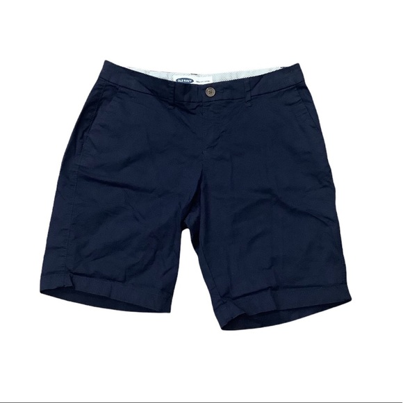 Women's Old Navy 2 XS 9” inseam Shorts Bermuda Chino Khakis Navy Blue Stretch - Picture 3 of 7